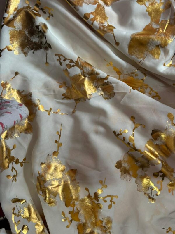 White with Golden flowers