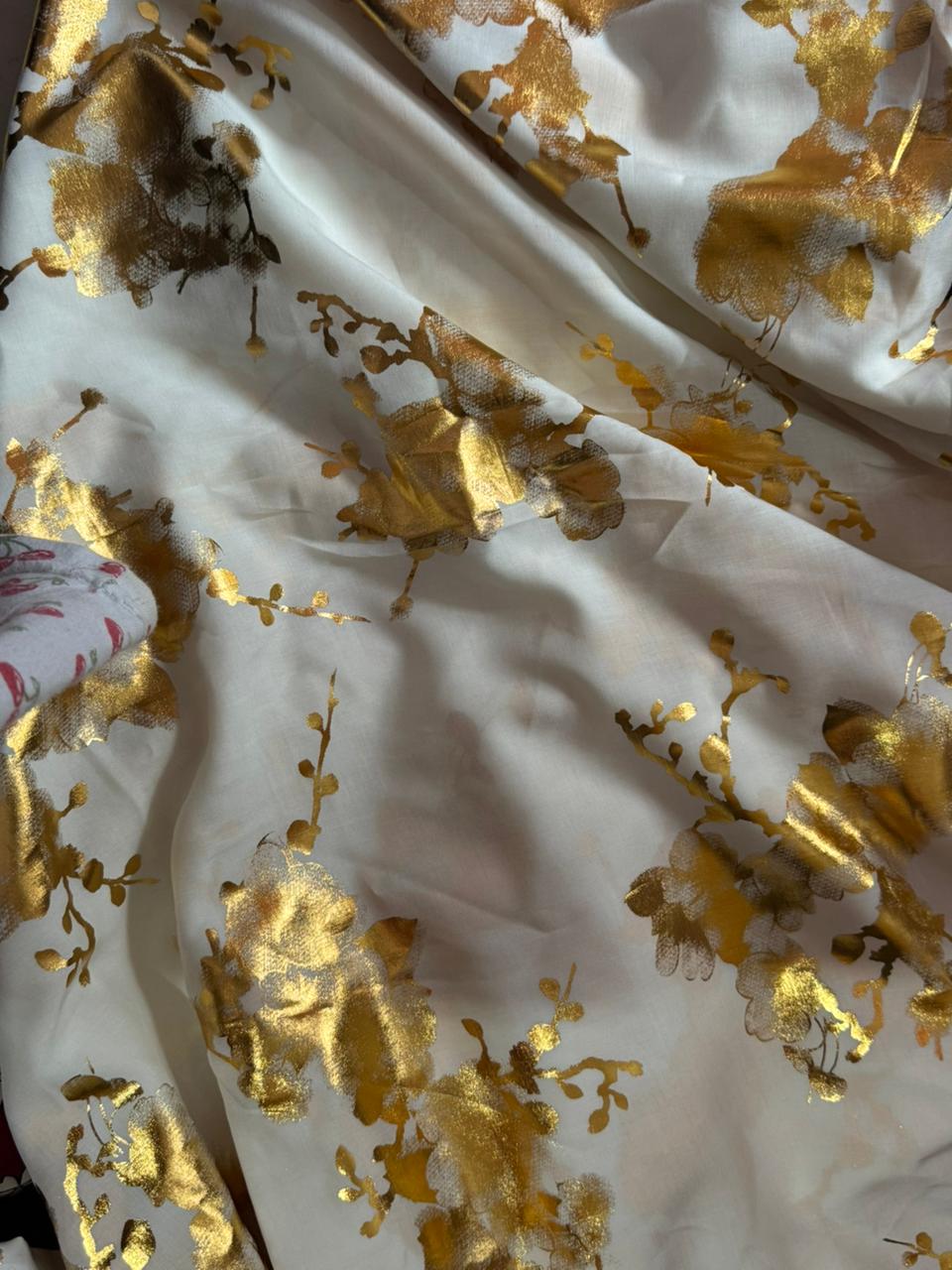 White with Golden flowers